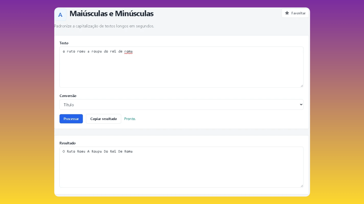 Ferramenta Maiúsculas e Minúsculas do TextFormater